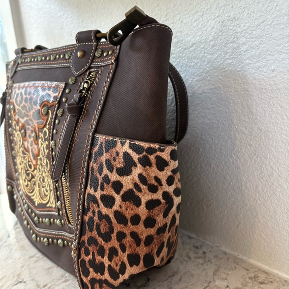 Montana West Brown and Leopard Tote - Picture 4 of 8